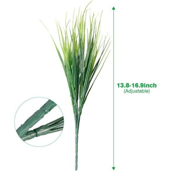 Artificial Outdoor Grass 12 Bundles UV Resistant Faux Plants Garden Decor - Picture 3 of 8